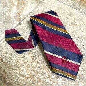 Countess Mara Red, Blue Striped Men’s Silk Tie